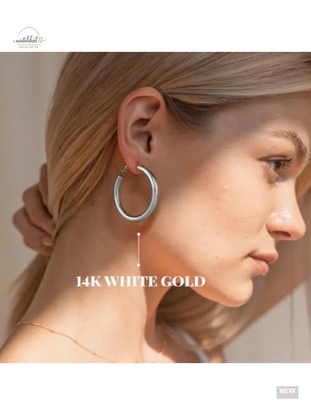 Chunky Hoop Earrings 14K Gold Plated - Lightweight Hollow Tube Thick Hoops